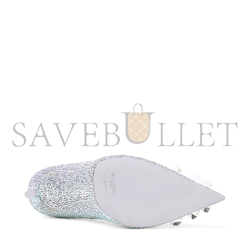 JIMMY CHOO CRYSTAL SLIPPER 110 IRIDESCENT CRYSTAL POINTED-TOE PUMPS WITH HEARTS CRYSTALSLIPPER110CQH